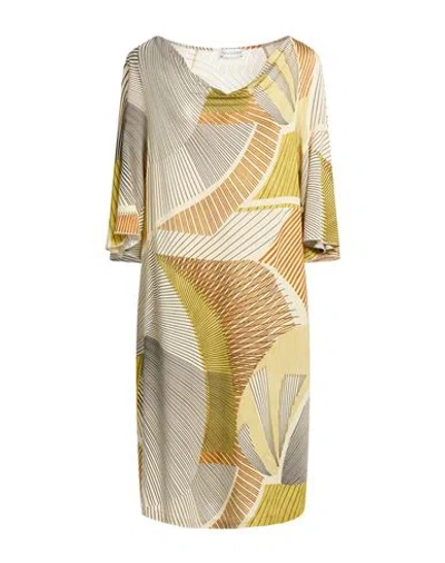 Maria Bellentani Woman Midi Dress Beige Size 12 Rayon, Elastane In Brown