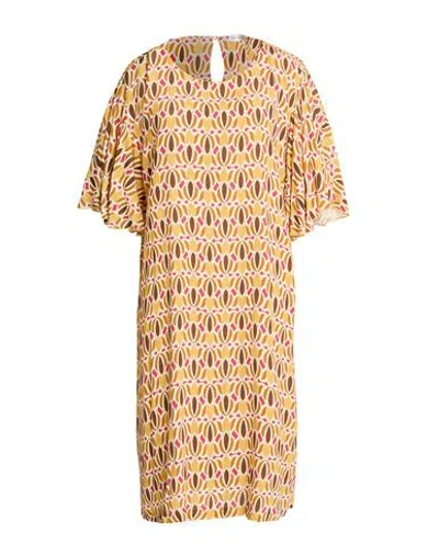 Maria Bellentani Woman Midi Dress Marigold Size 16 Viscose, Rayon In Yellow
