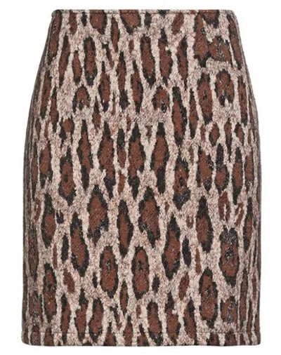 Maria Bellentani Woman Mini Skirt Brown Size 6 Wool, Acrylic