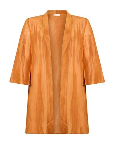 Maria Bellentani Woman Overcoat & Trench Coat Brown Size 6 Linen, Rayon, Viscose