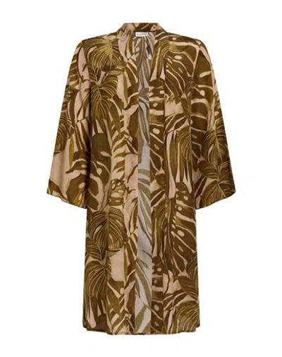 Maria Bellentani Woman Overcoat & Trench Coat Military Green Size 8 Viscose In Brown