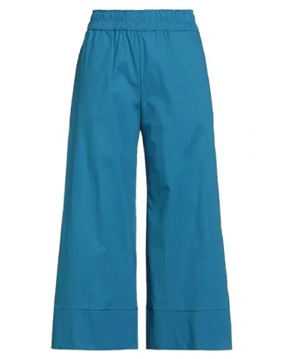 Maria Bellentani Woman Pants Azure Size 10 Cotton, Elastane In Blue