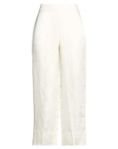 Maria Bellentani Woman Pants Ivory Size 6 Linen, Viscose In White
