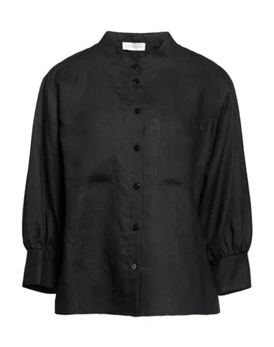Maria Bellentani Woman Shirt Black Size 8 Linen, Rayon, Viscose