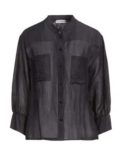 Maria Bellentani Woman Shirt Midnight Blue Size 6 Linen, Rayon, Viscose