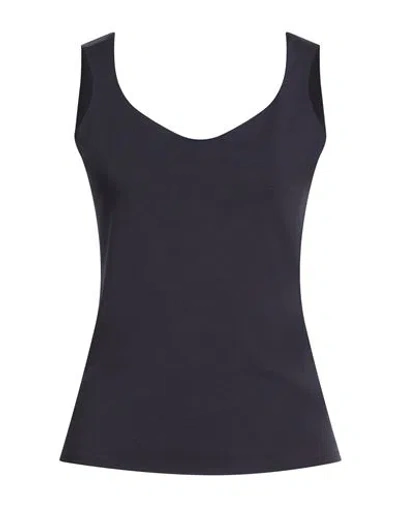 Maria Bellentani Woman Tank Top Navy Size 12 Viscose, Elastane In Blue
