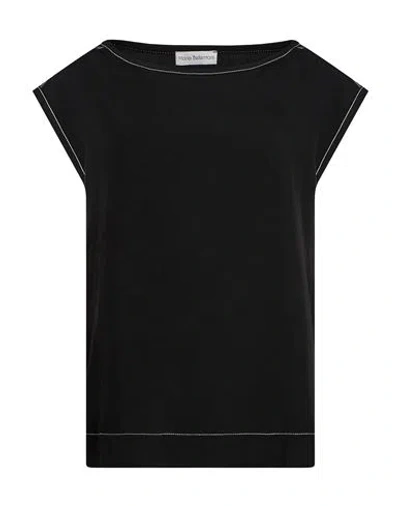 Maria Bellentani Woman Top Black Size 8 Viscose, Linen