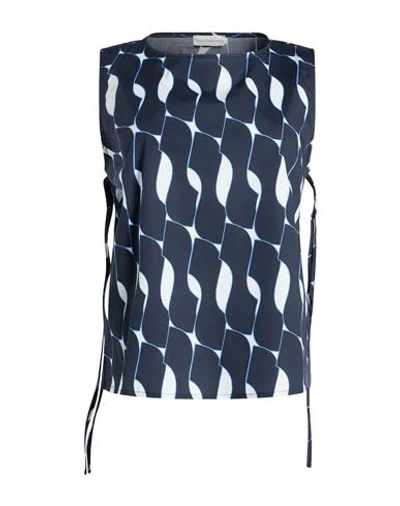 Maria Bellentani Woman Top Navy Size 8 Cotton, Elastane In Blue