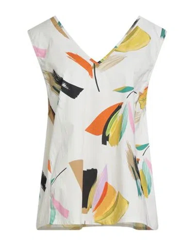 Maria Bellentani Woman Top Off White Size 10 Cotton, Elastane