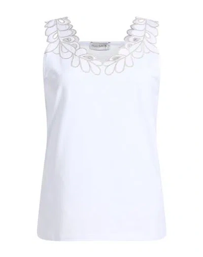 Maria Bellentani Woman Top White Size 6 Cotton, Elastane