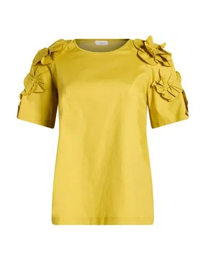 Maria Bellentani Woman T-shirt Mustard Size 6 Cotton, Elastane In Yellow