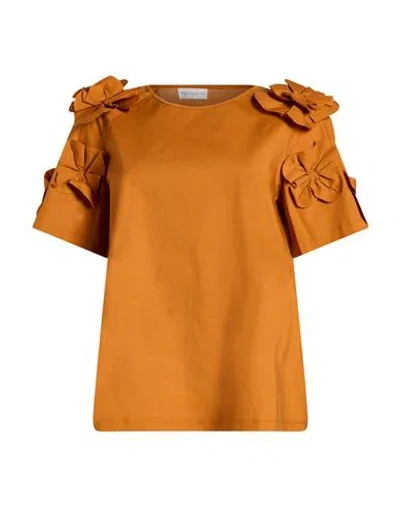 Maria Bellentani Woman T-shirt Tan Size 8 Cotton, Elastane In Brown