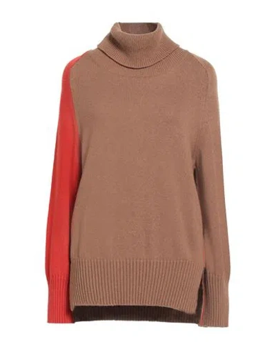 Maria Bellentani Woman Turtleneck Camel Size 12 Polyamide, Wool, Viscose, Cashmere