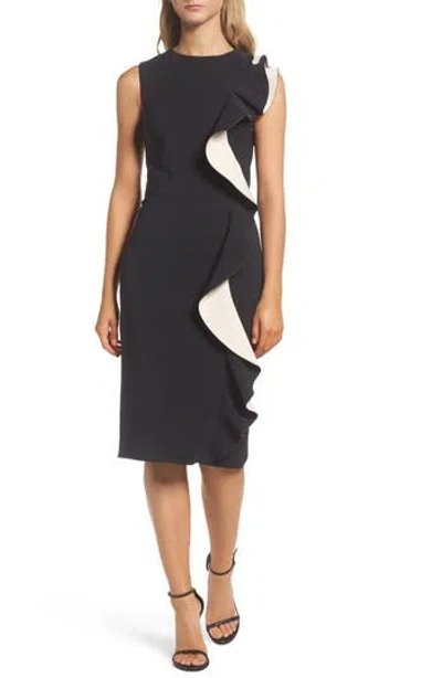 Maria Bianca Nero Colorblock Ruffle Sheath Dress