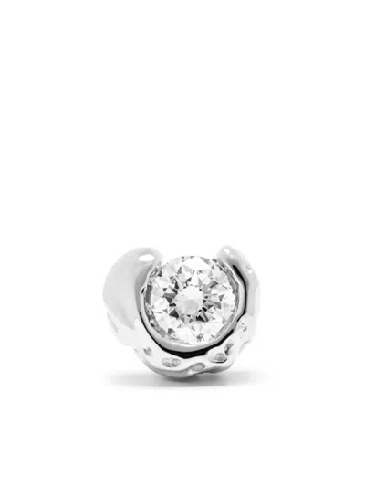 Maria Black 14kt White Gold Melted Diamond Stud Earring In Silver