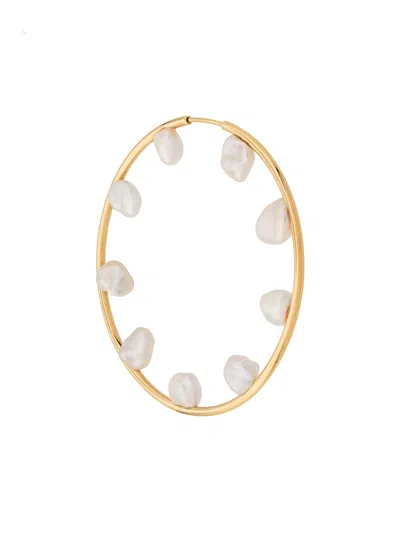 Maria Black Baroque Hoop 70 Mono Earring W/ Pearls In Gold,pearl