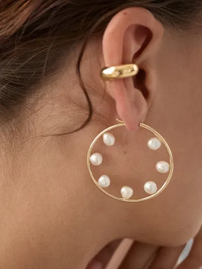 Maria Black Baroque Neo Pearl Hoop Earring In Gold
