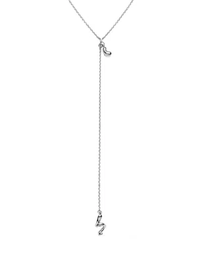 Maria Black Coil Lariat Necklace In Silver