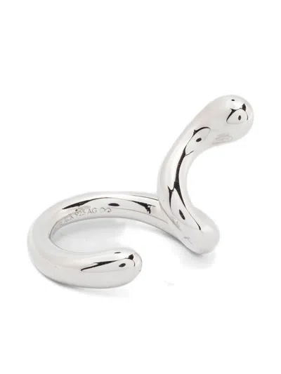Maria Black Coil Whirl Ear Cuff In White