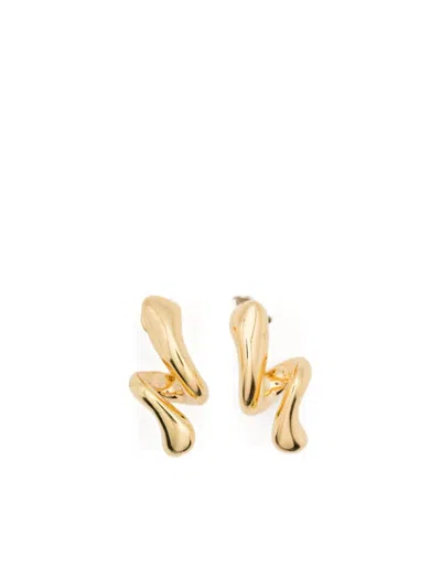 Maria Black Curl Stud Earrings In Gold