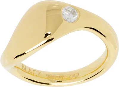 Maria Black Gold Dolphin Ring In Sterling Silver