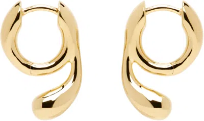 Maria Black Gold Mermaid Splash Huggie Earrings In Goldplated