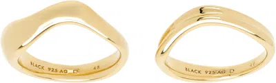 Maria Black Gold Vayu & Soma Ring Set In Goldplated