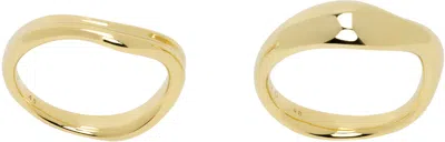 Maria Black Gold Vayu Ring Set In Goldplated
