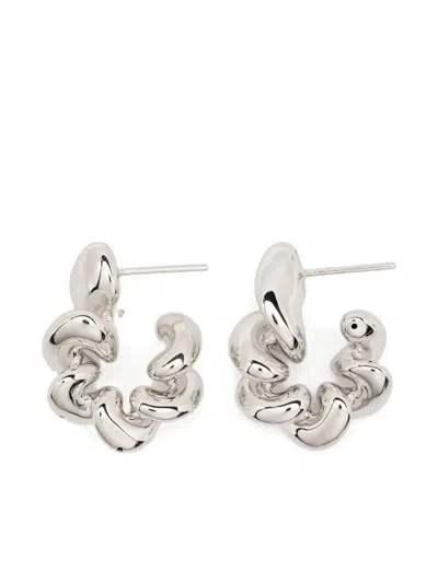 Maria Black Medium Coil Hoop Earrings In White