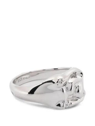 Maria Black Rabbit Signet Ring In Silver
