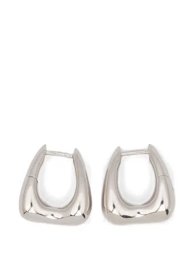 Maria Black Satchel Bend Huggie Earrings In Metallic