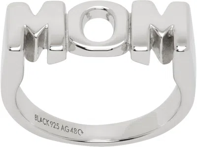 Maria Black Silver 'mom' Ring In White Rhodium Plated
