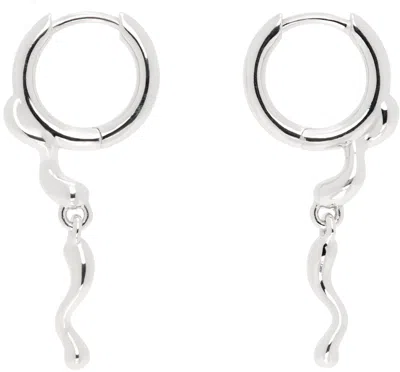 Maria Black Silver Ramen Chu Huggie Earrings