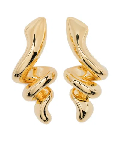 Maria Black Spiral Earrings In Gold