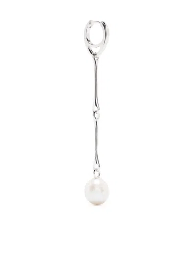 Maria Black Star Pearl Drop Earring In Silver