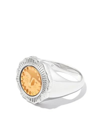 Maria Black 18kt White Gold Moss Sun Signet Ring In Silver