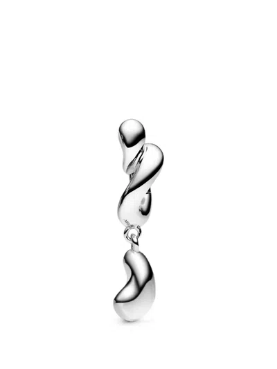 Maria Black Whirl Drop Huggie Earring In Silver