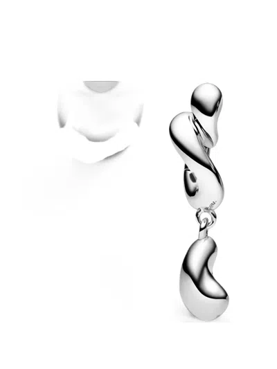 Maria Black Whirl Drop Huggie Earring In Silver
