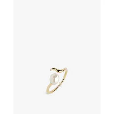 Maria Black Womens Moonshine 22ct Yellow-gold Plated Sterling-silver And Pearl Ring