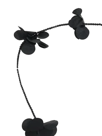 Maria Calderara Beaded Floral Necklace In Black