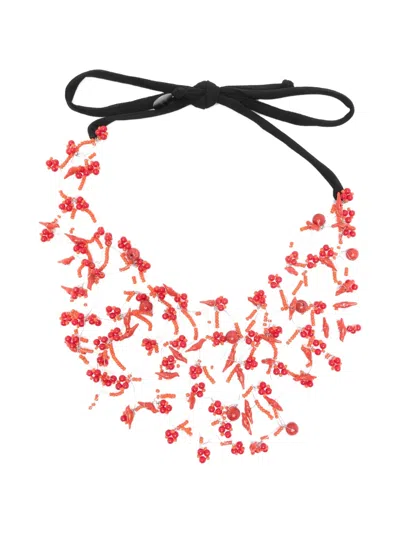 Maria Calderara Beaded Necklace In Red
