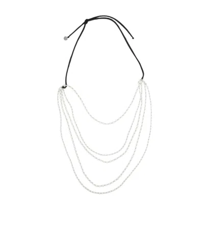 Maria Calderara Beaded Necklace In White