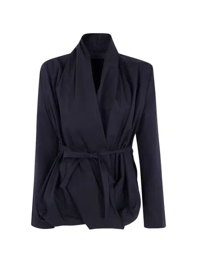 Maria Calderara Drapped Shirtcotton Twill Drapped Shirt In Blue