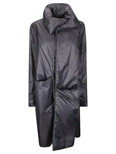 MARIA CALDERARA BLACK COAT WITH INTERNAL DRAWSTRING