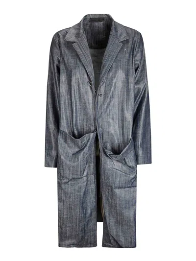 Maria Calderara Long Jacket In Medium Dark Denim In Blue