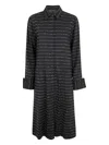 Maria Calderara Buttoned Striped Dress In Black