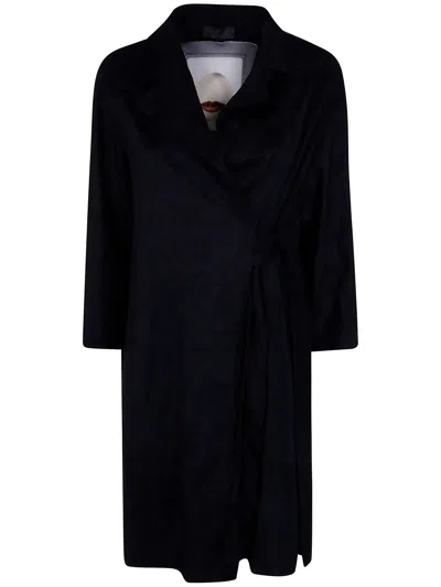 Maria Calderara Cape-style Dusterfaux Suede Coat In Black