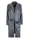 Maria Calderara Long Medium Dark Wash Denim Jacket In Blue