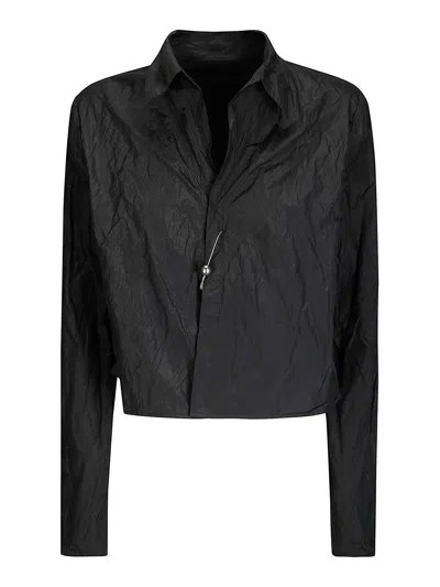 Maria Calderara Long -sleeved Taffeta Jacket In Black