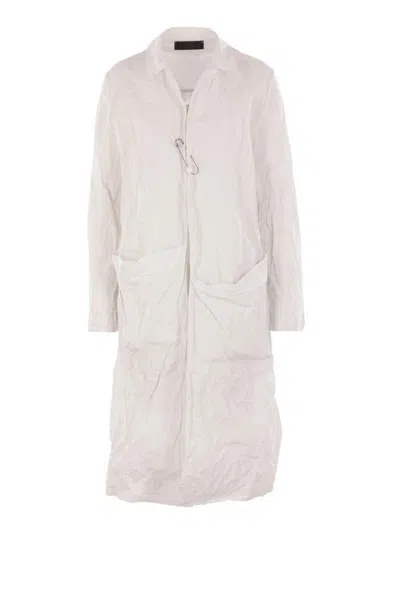 Maria Calderara Crinkled Utility Coat In White